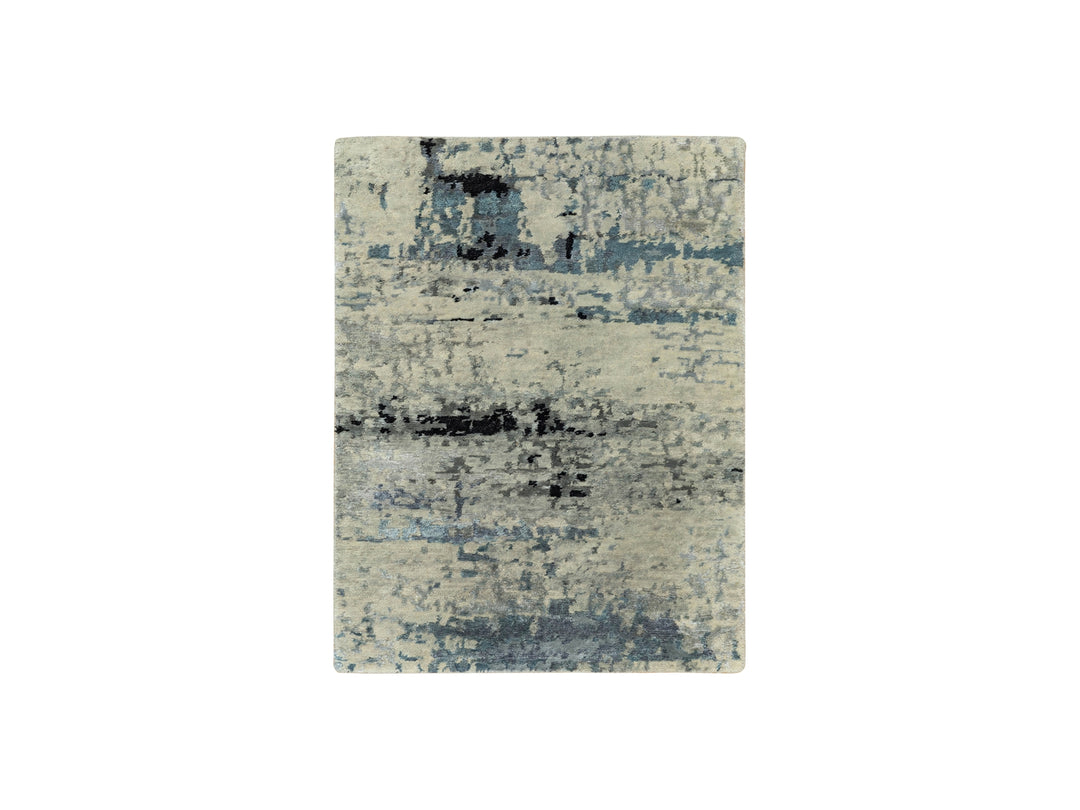 2'0" x 2'10" New Hand Knotted Grey Wool & Silk Rectangle Oriental Rug - MOA10258504