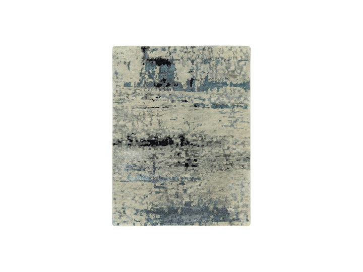2'0" x 2'10" New Hand Knotted Grey Wool & Silk Rectangle Oriental Rug - MOA10258504