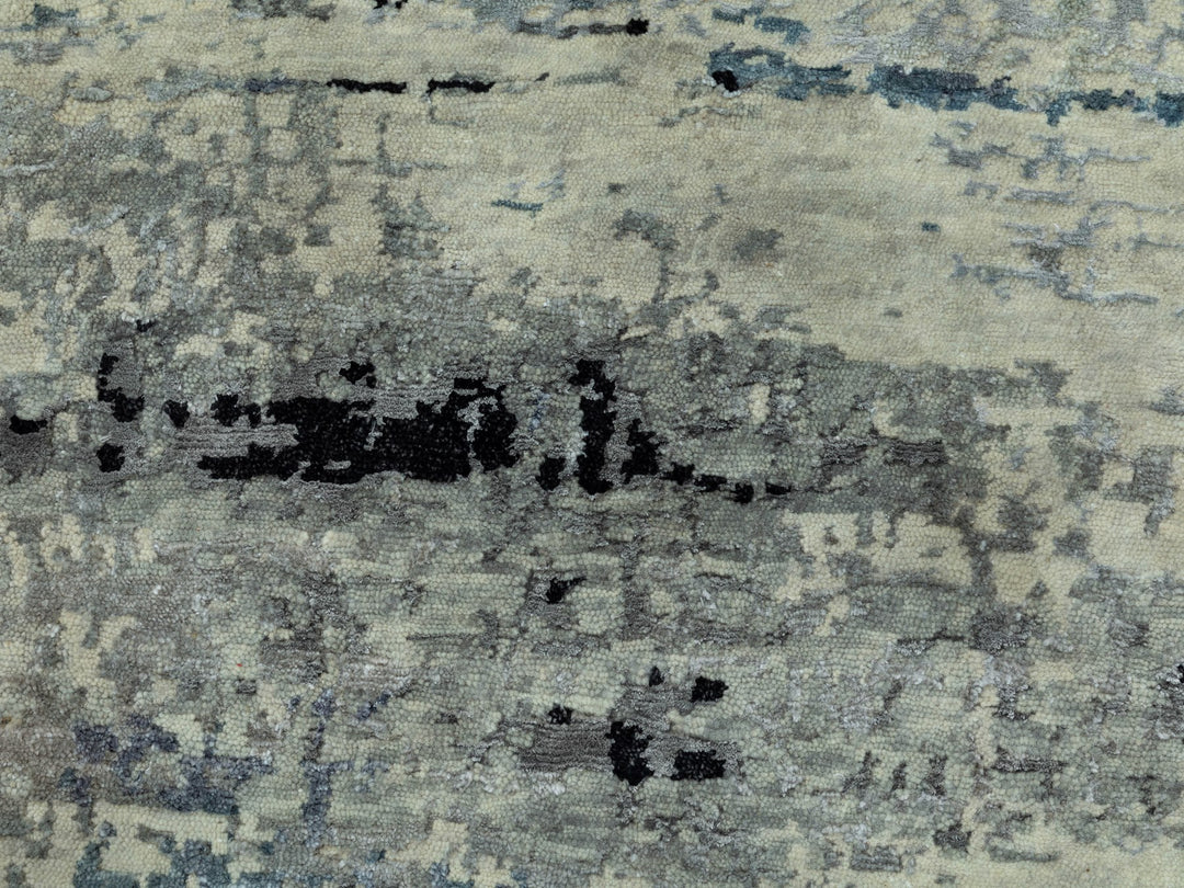 2'0" x 2'10" New Hand Knotted Grey Wool & Silk Rectangle Oriental Rug - MOA10258504