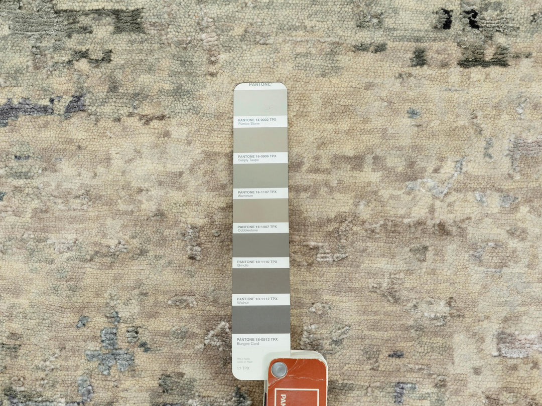 6'0" x 6'0" New Hand Knotted Beige Wool & Silk Round Oriental Rug - MOA10258509