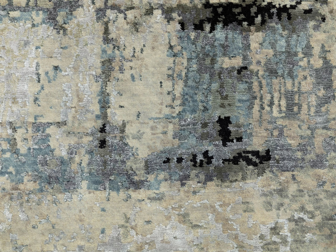 6'0" x 6'0" New Hand Knotted Beige Wool & Silk Round Oriental Rug - MOA10258509