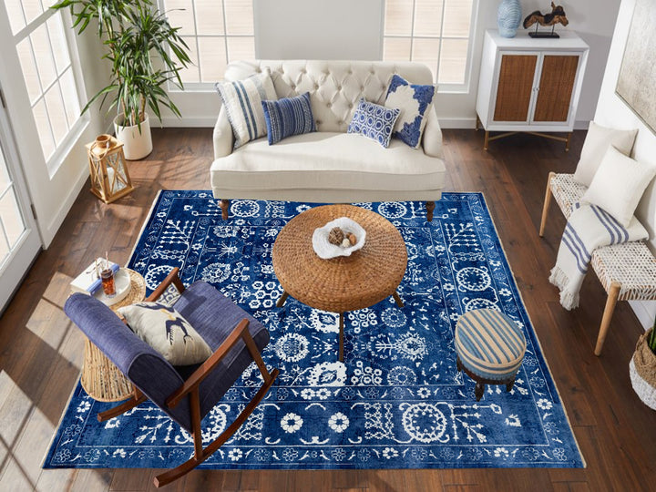 12'2" x 12'2" New Hand Knotted Blue Wool & Silk Square Oriental Rug - MOA10258546