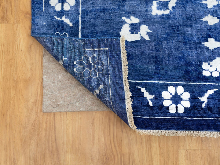12'2" x 12'2" New Hand Knotted Blue Wool & Silk Square Oriental Rug - MOA10258546