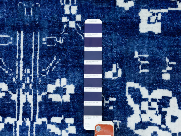 12'2" x 12'2" New Hand Knotted Blue Wool & Silk Square Oriental Rug - MOA10258546