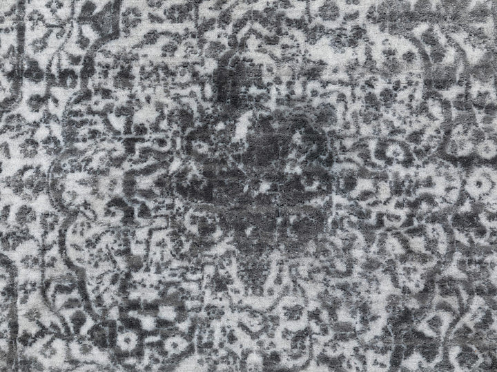 4'1" x 6'0" New Hand Knotted Grey Wool & Pure Silk Rectangle Oriental Rug - MOA10258553