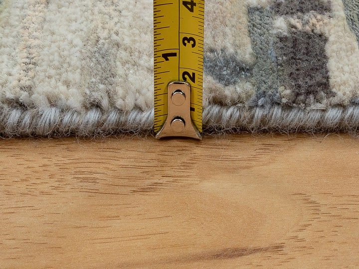 2'8" x 10'3" New Hand Knotted Grey Wool & Silk Runner Oriental Rug - MOA10258566