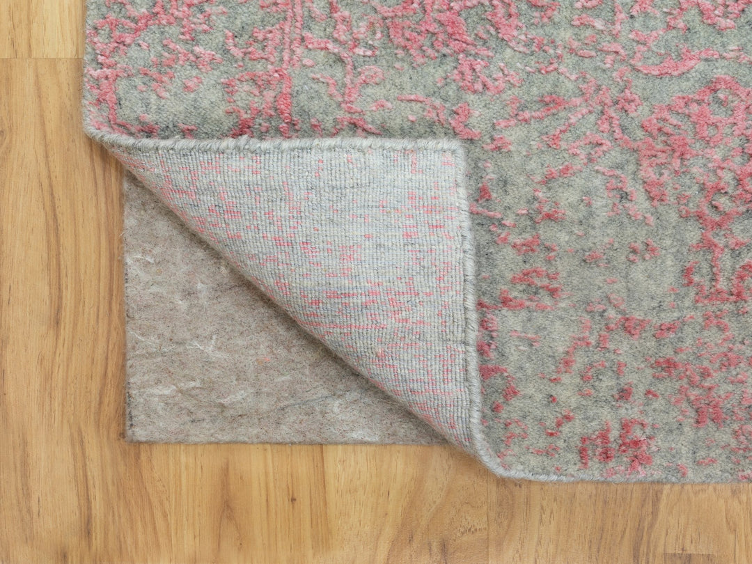 2'6" x 11'10" New Hand Loomed Pink Wool & Art Silk Runner Oriental Rug - MOA10258583