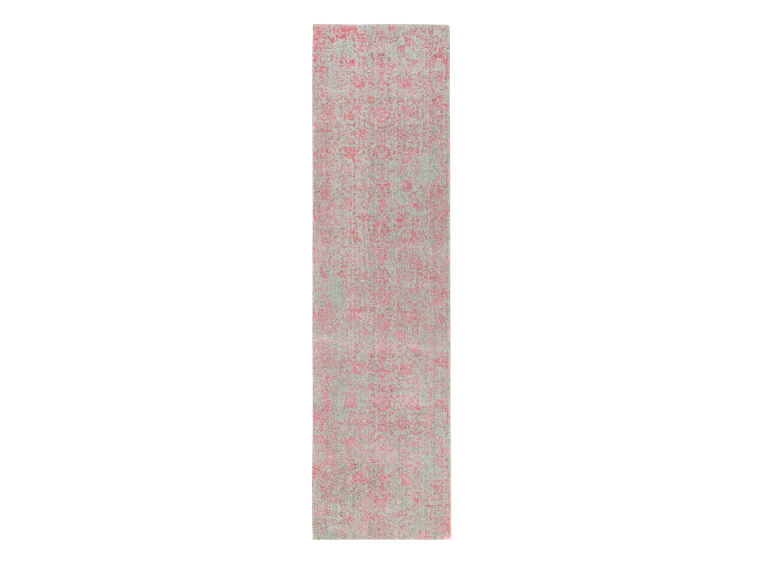 2'6" x 9'10" New Hand Loomed Pink Wool & Art Silk Runner Oriental Rug - MOA10258598