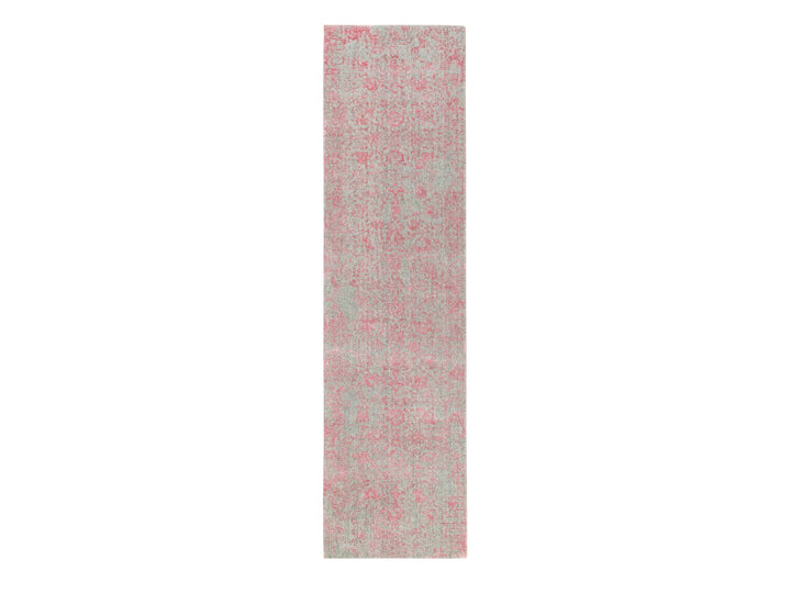 2'6" x 9'10" New Hand Loomed Pink Wool & Art Silk Runner Oriental Rug - MOA10258598