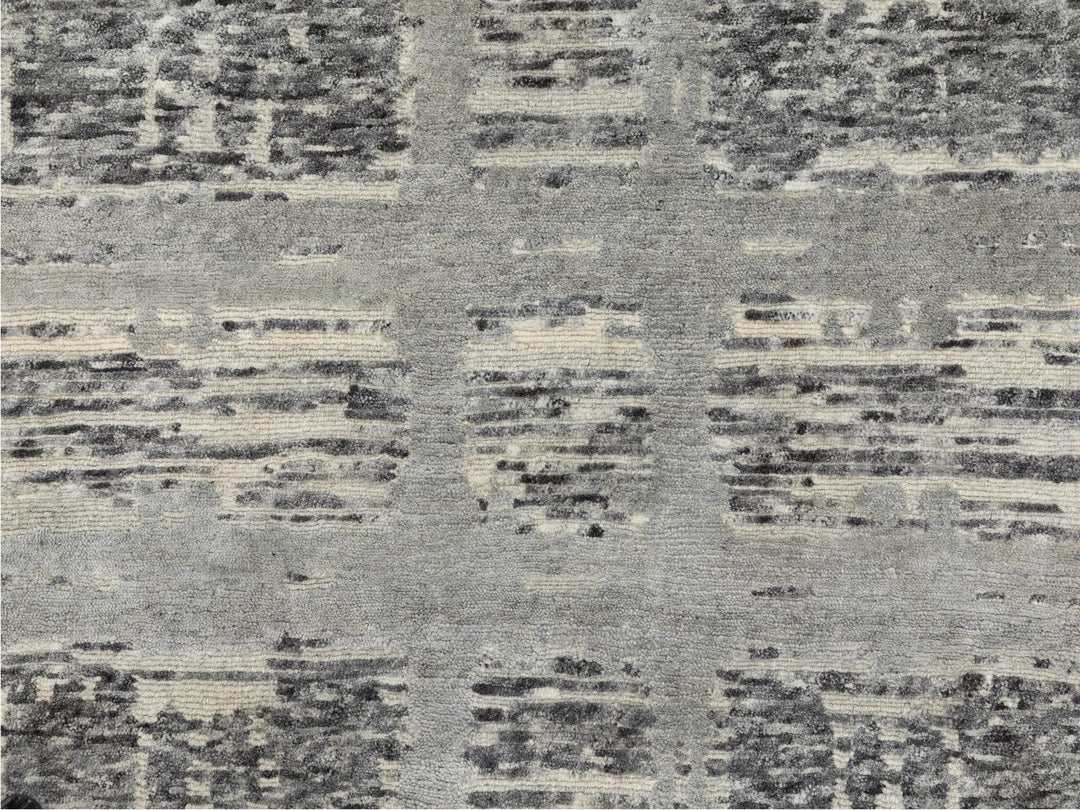 5'2" x 5'2" New Hand Knotted Grey Wool Round Oriental Rug - MOA10258613