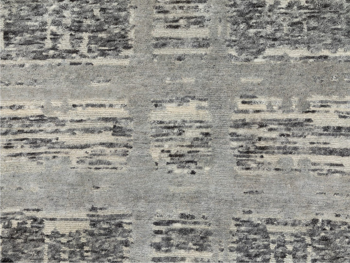 5'2" x 5'2" New Hand Knotted Grey Wool Round Oriental Rug - MOA10258613