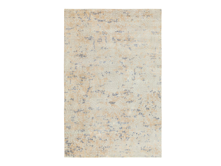5'10" x 9'0" New Hand Knotted Ivory Wool & Silk Rectangle Oriental Rug - MOA10258645