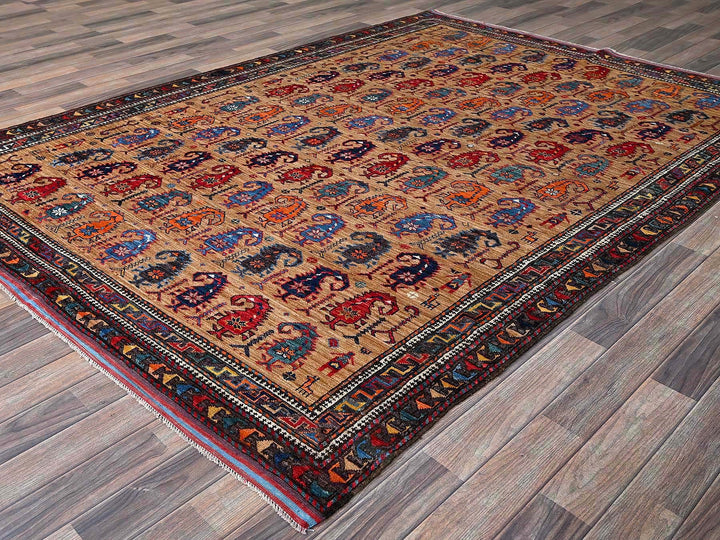 6'3" x 8'4" New Hand Knotted Brown Wool Rectangle Oriental Rug - MOA102586