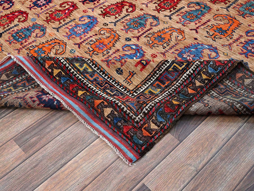 6'3" x 8'4" New Hand Knotted Brown Wool Rectangle Oriental Rug - MOA102586