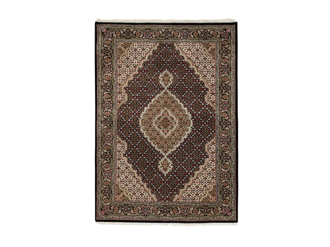4'0" x 6'0" New Hand Knotted Black Wool Rectangle Oriental Rug - MOA10258701