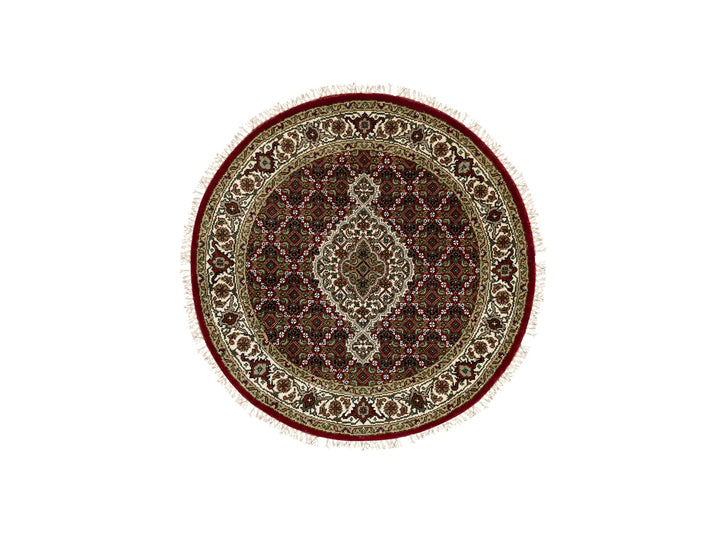 3'4" x 3'4" New Hand Knotted Red Wool Round Oriental Rug - MOA10258742