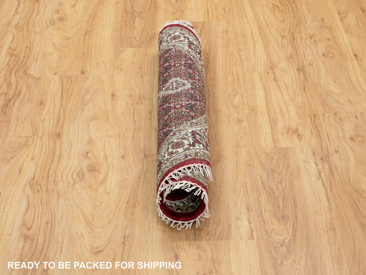 3'4" x 3'4" New Hand Knotted Red Wool Round Oriental Rug - MOA10258742