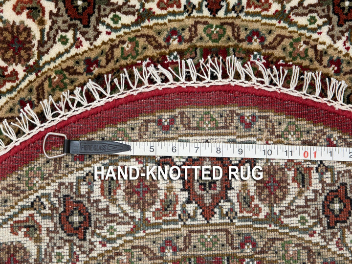 3'4" x 3'4" New Hand Knotted Red Wool Round Oriental Rug - MOA10258742