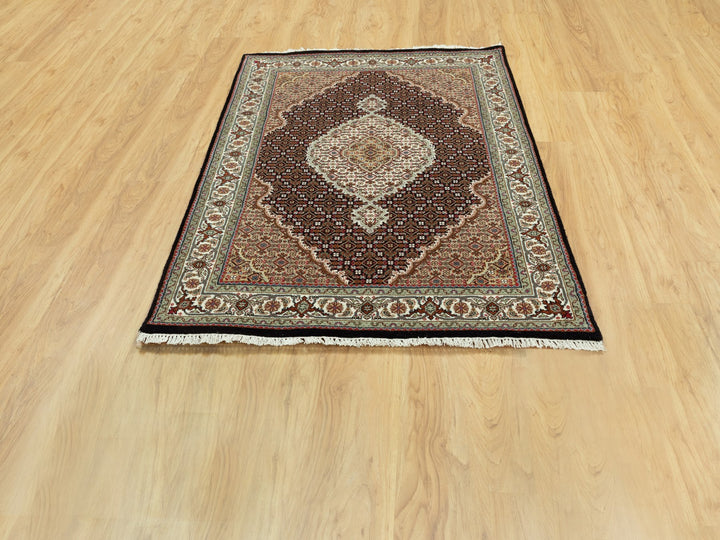4'0" x 6'0" New Hand Knotted Black Wool Rectangle Oriental Rug - MOA10258770
