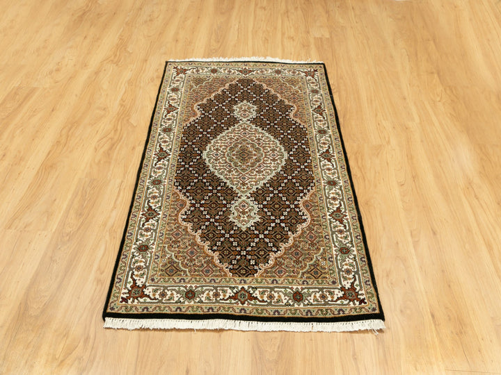 3'1" x 5'6" New Hand Knotted Black Wool Rectangle Oriental Rug - MOA10258776