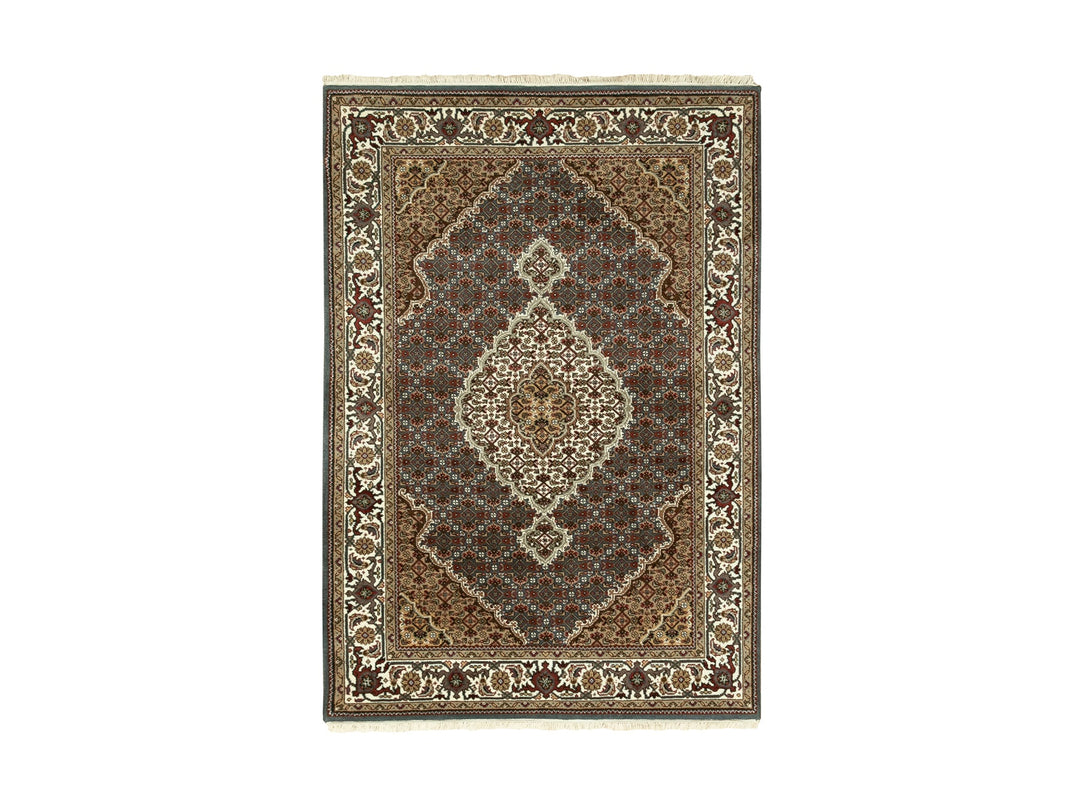 4'1" x 6'0" New Hand Knotted Grey Wool Rectangle Oriental Rug - MOA10258806