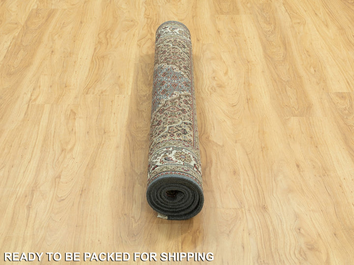 4'1" x 6'0" New Hand Knotted Grey Wool Rectangle Oriental Rug - MOA10258806