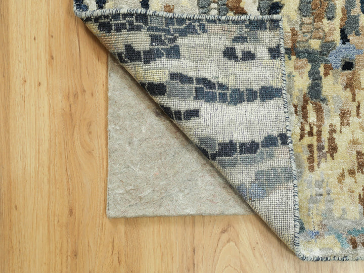 2'6" x 9'10" New Hand Knotted Blue Wool & Silk Runner Oriental Rug - MOA10258873