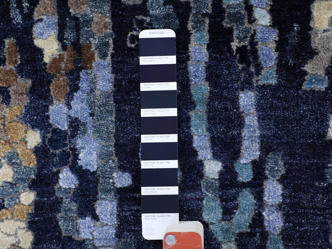 2'6" x 9'10" New Hand Knotted Blue Wool & Silk Runner Oriental Rug - MOA10258873
