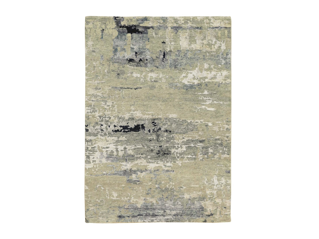 4'0" x 6'0" New Hand Knotted Brown Wool & Silk Rectangle Oriental Rug - MOA10258878