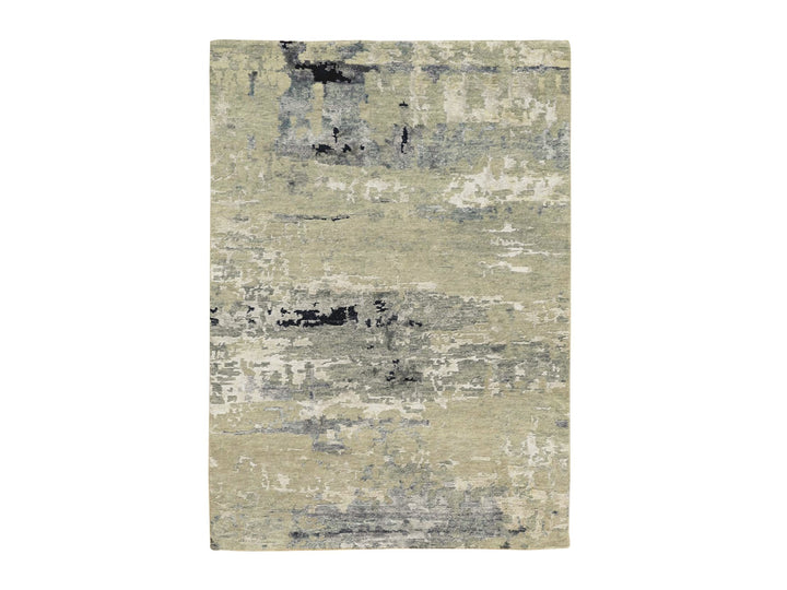 4'0" x 6'0" New Hand Knotted Brown Wool & Silk Rectangle Oriental Rug - MOA10258878