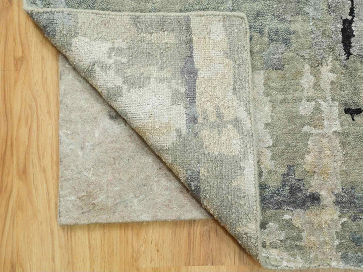 4'0" x 6'0" New Hand Knotted Beige Wool & Silk Rectangle Oriental Rug - MOA10258878