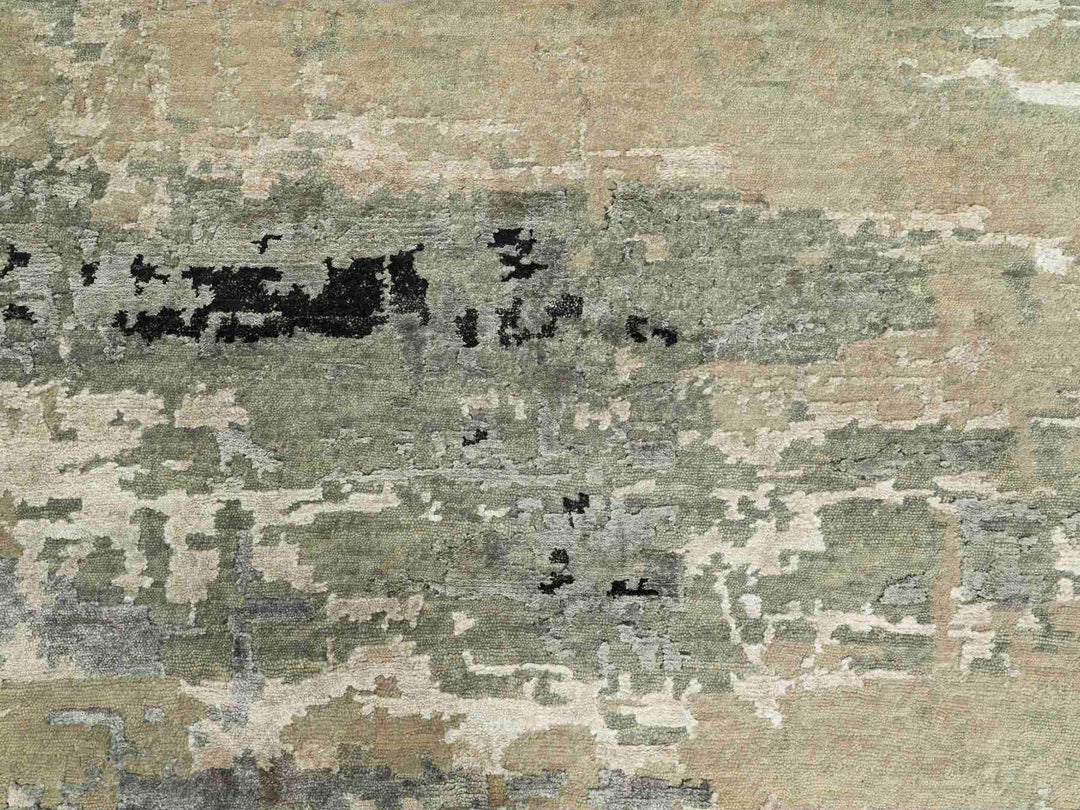 4'0" x 6'0" New Hand Knotted Beige Wool & Silk Rectangle Oriental Rug - MOA10258878