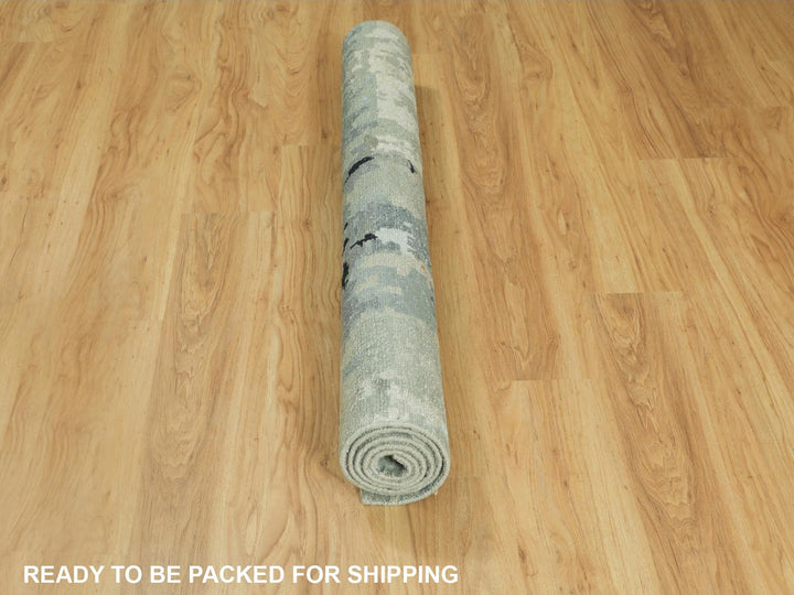 4'0" x 6'0" New Hand Knotted Beige Wool & Silk Rectangle Oriental Rug - MOA10258878