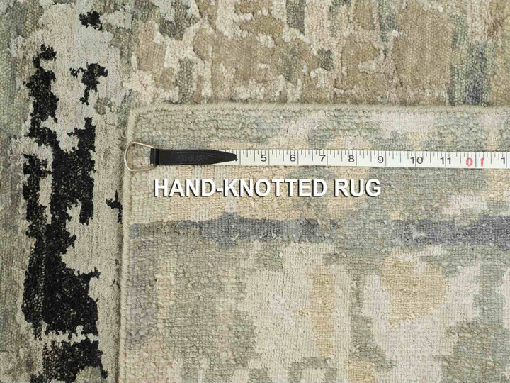 4'0" x 6'0" New Hand Knotted Beige Wool & Silk Rectangle Oriental Rug - MOA10258878