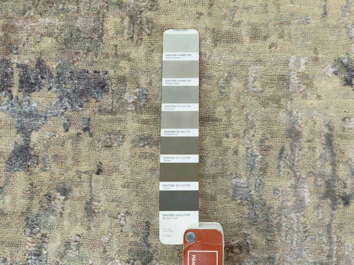 4'0" x 10'0" New Hand Knotted Beige Wool & Silk Runner Oriental Rug - MOA10258880