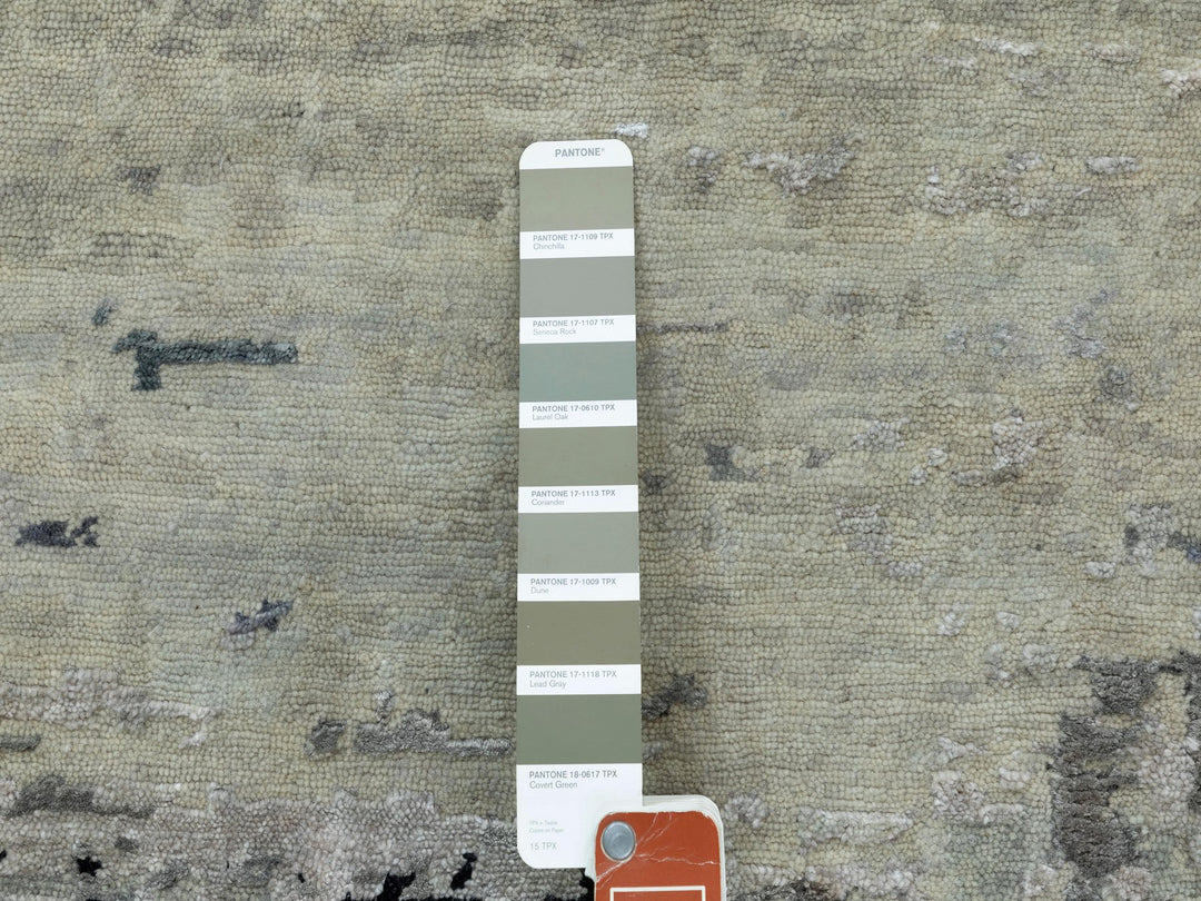 8'0" x 8'0" New Hand Knotted Beige Wool & Silk Round Oriental Rug - MOA10258881