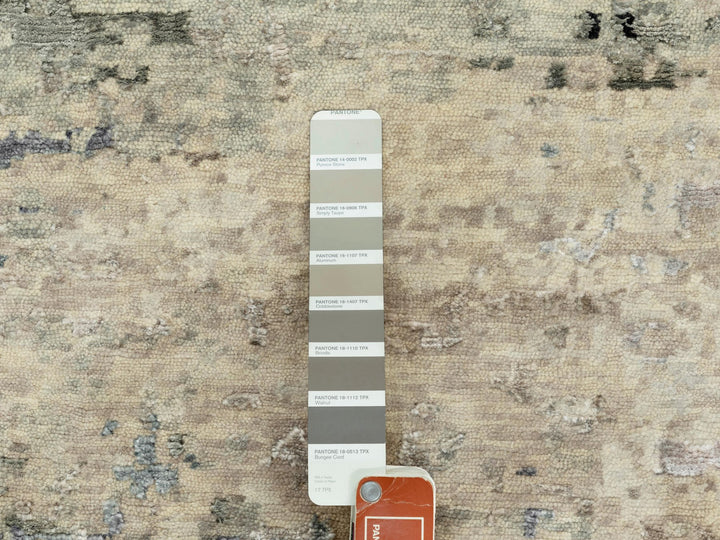 6'0" x 6'0" New Hand Knotted Beige Wool & Silk Round Oriental Rug - MOA10258883