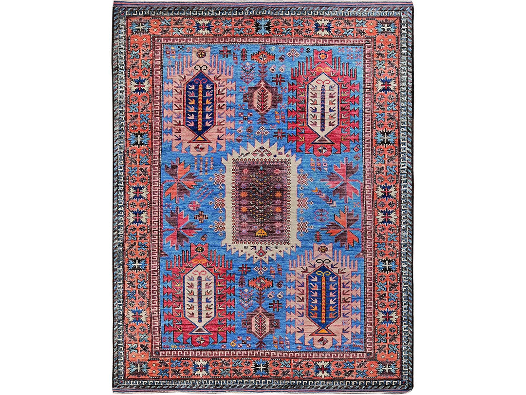 5'11" x 7'8" New Hand Knotted Blue Wool Rectangle Oriental Rug - MOA102588