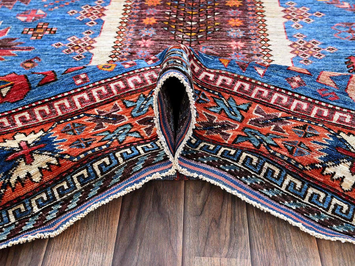 5'11" x 7'8" New Hand Knotted Blue Wool Rectangle Oriental Rug - MOA102588