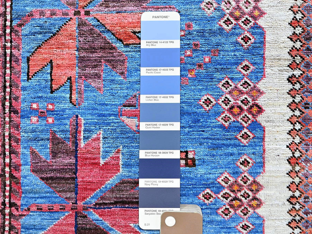 5'11" x 7'8" New Hand Knotted Blue Wool Rectangle Oriental Rug - MOA102588