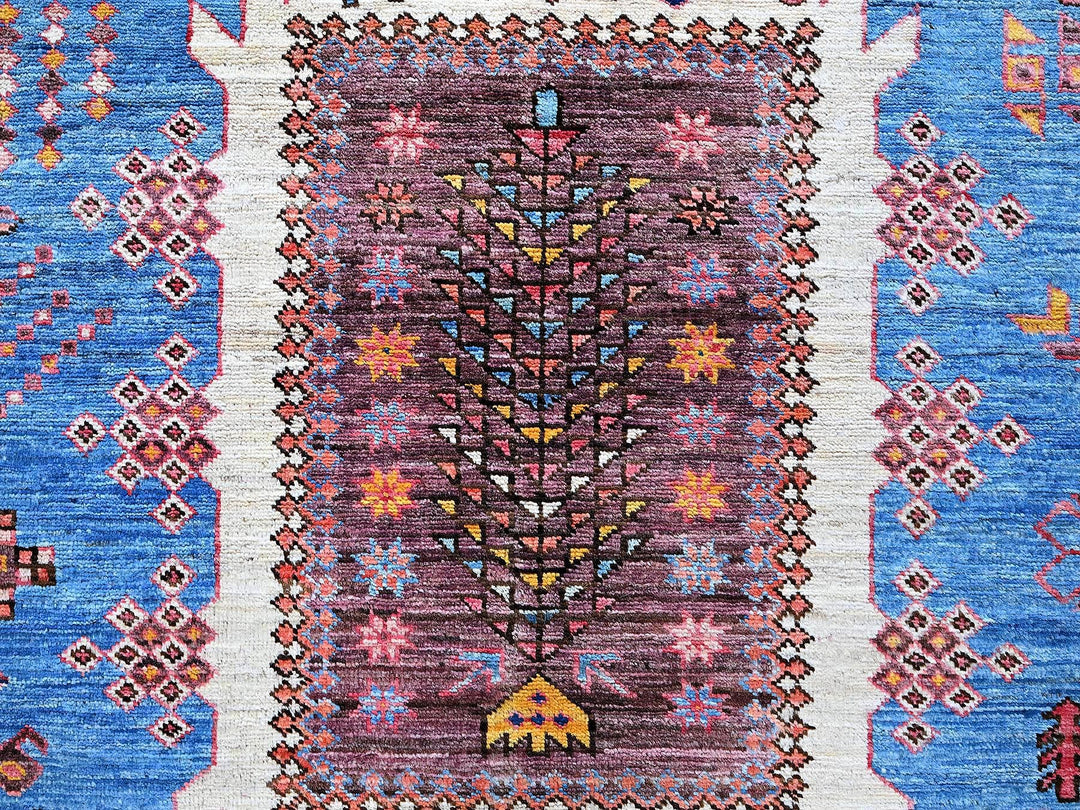 5'11" x 7'8" New Hand Knotted Blue Wool Rectangle Oriental Rug - MOA102588