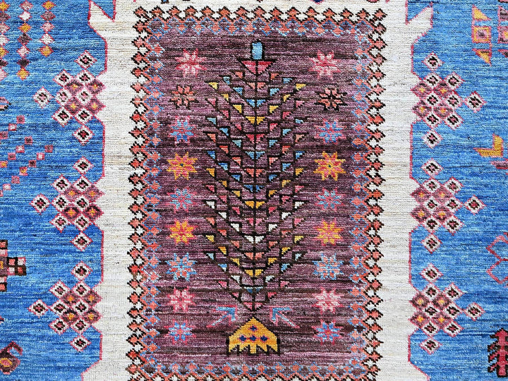 5'11" x 7'8" New Hand Knotted Blue Wool Rectangle Oriental Rug - MOA102588