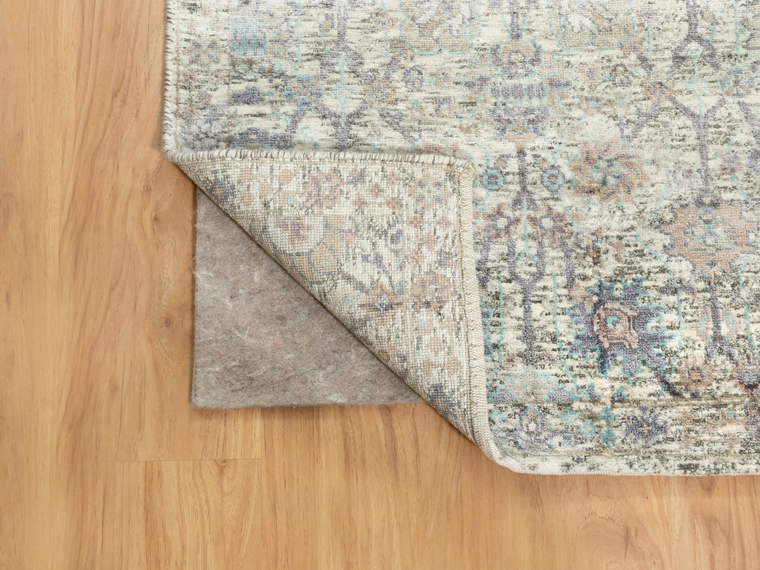 2'5" x 20'5" New Hand Knotted Ivory Wool & Silk Runner Oriental Rug - MOA10258946