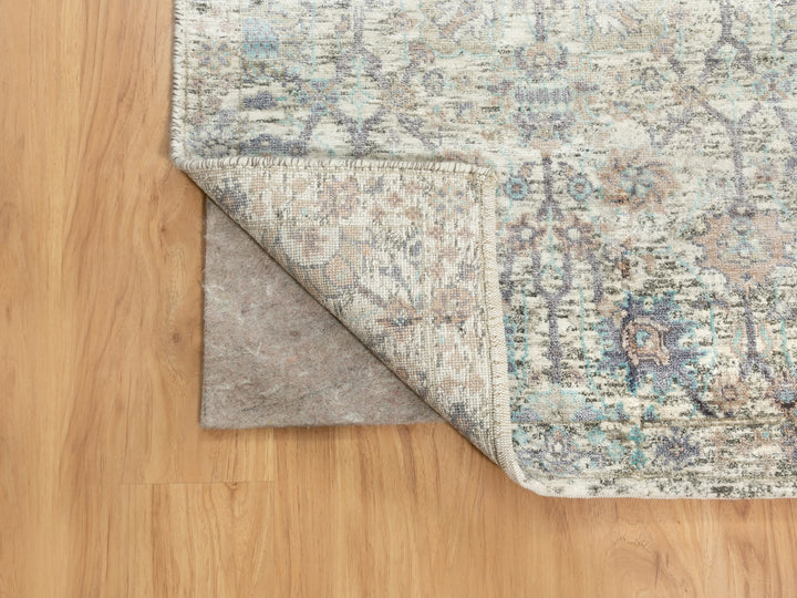 2'5" x 20'5" New Hand Knotted Ivory Wool & Silk Runner Oriental Rug - MOA10258946
