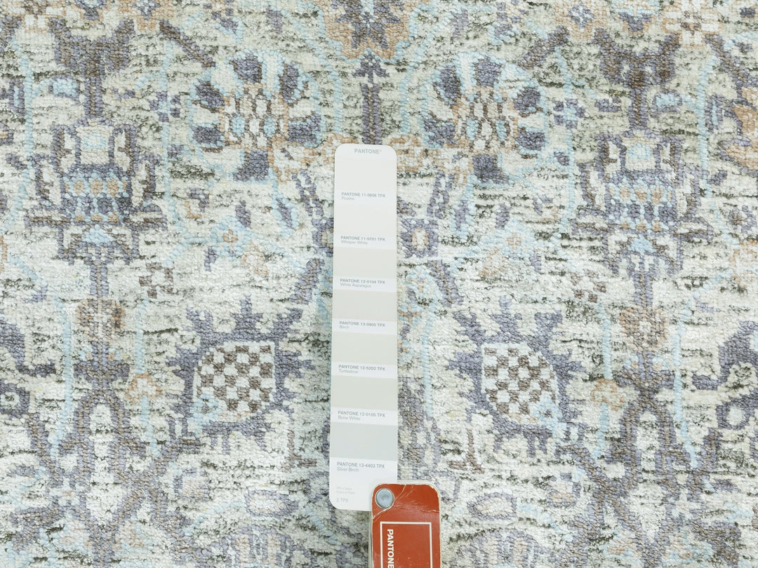 2'5" x 20'5" New Hand Knotted Ivory Wool & Silk Runner Oriental Rug - MOA10258946