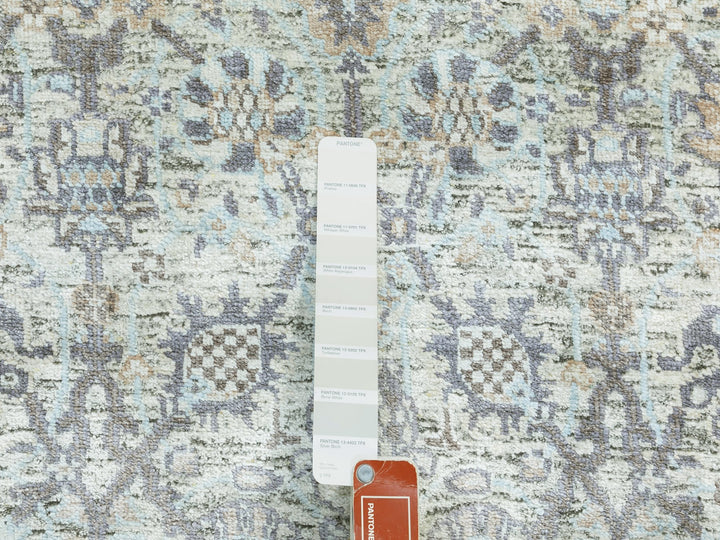 2'5" x 20'5" New Hand Knotted Ivory Wool & Silk Runner Oriental Rug - MOA10258946