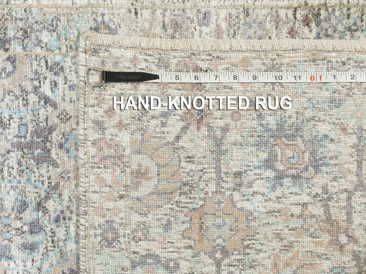 2'5" x 20'5" New Hand Knotted Ivory Wool & Silk Runner Oriental Rug - MOA10258946