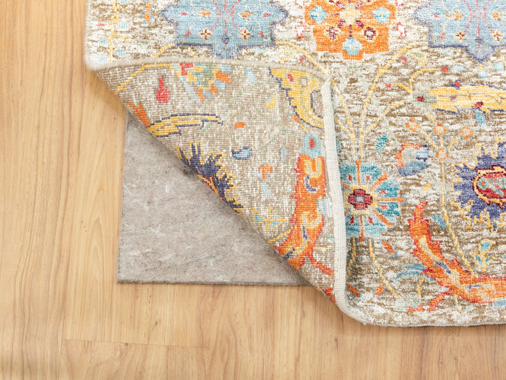 2'6" x 16'4" New Hand Knotted Beige Wool & Silk Runner Oriental Rug - MOA10258966