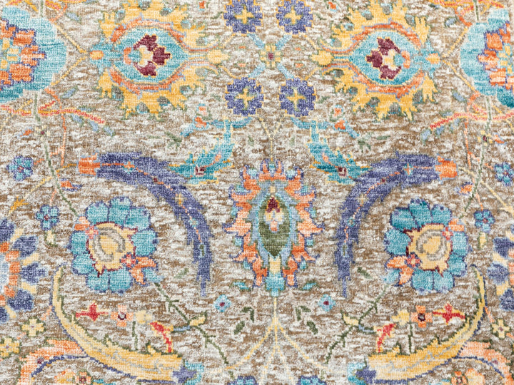 2'6" x 16'4" New Hand Knotted Beige Wool & Silk Runner Oriental Rug - MOA10258966