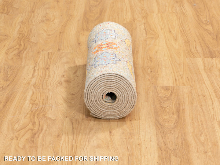 2'6" x 16'4" New Hand Knotted Ivory Wool & Silk Runner Oriental Rug - MOA10258966